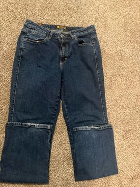 Dark Blue Women's Crop Straight Jeans